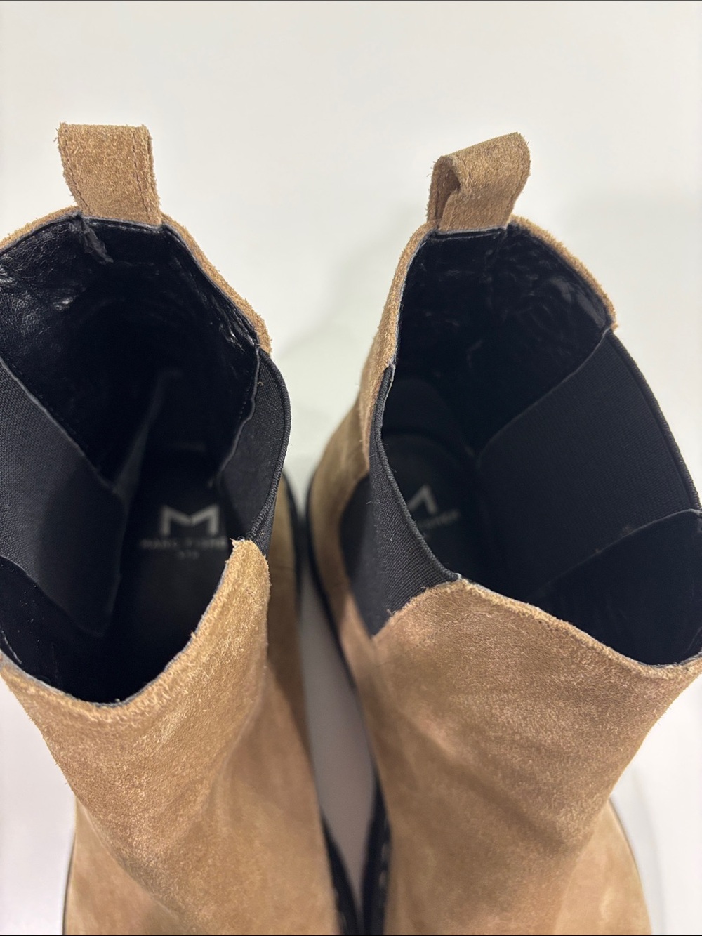 Marc Fisher Padnia Tan Suede Chelsea Lug Boots Sz 9 - Picture 10 of 12